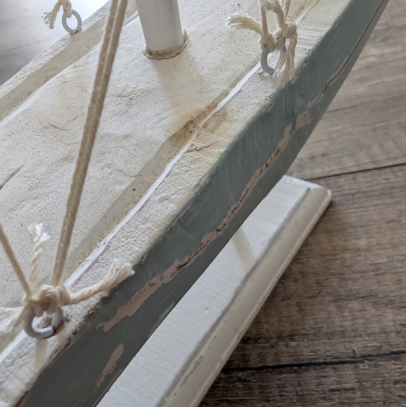 Large Decorative Sailboat with Starfish Accent Nautical Home Decor 24x16" - Picture 6 of 6